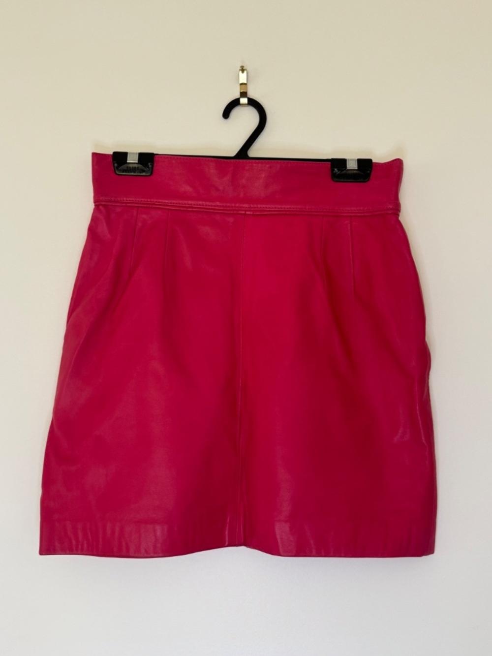Vintage Neto Hot Pink Leather Pleated Mini Skirt - Picture 2 of 8